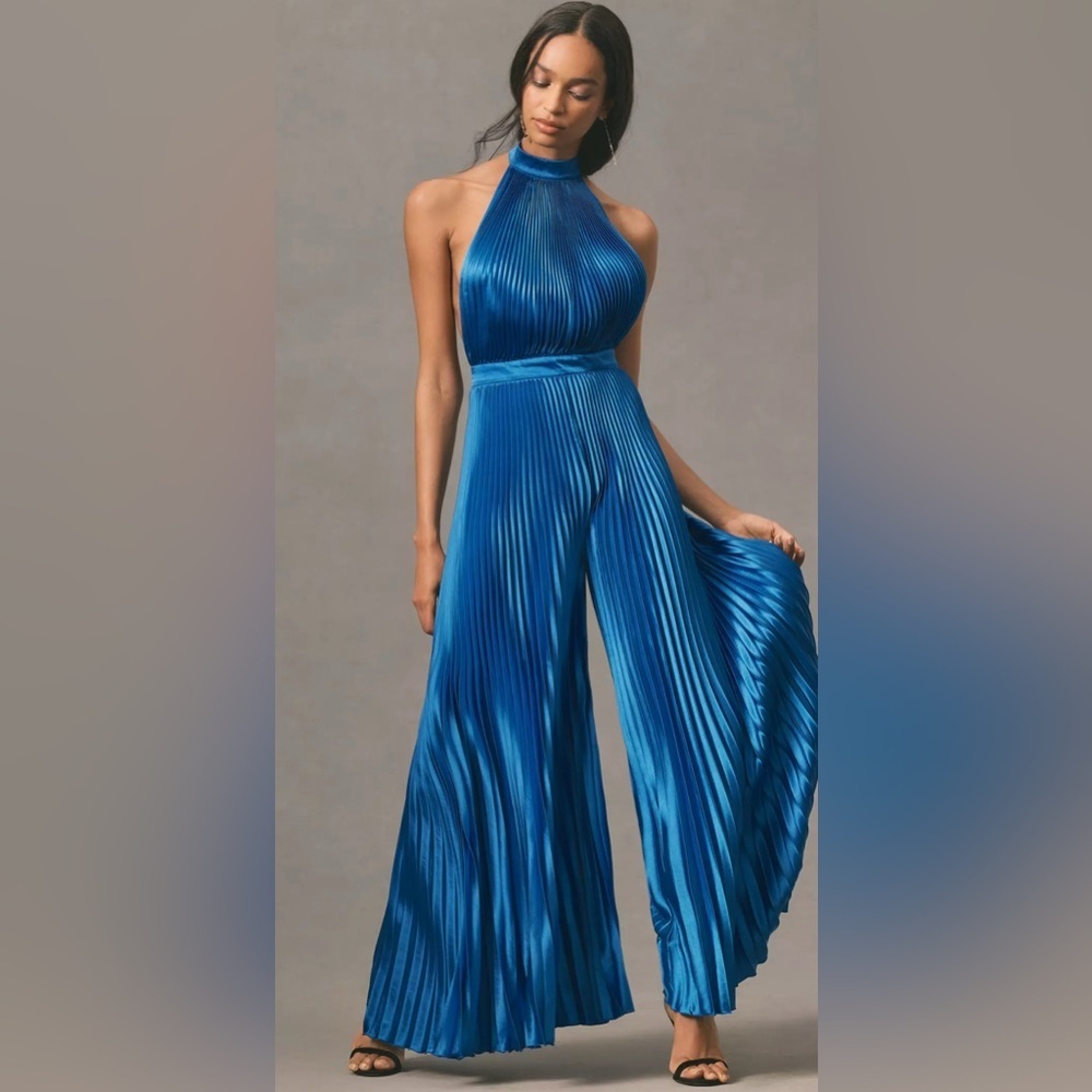NWT L'IDÉE Cinema Low-Back Jumpsuit in Regal Blue *Flaw*